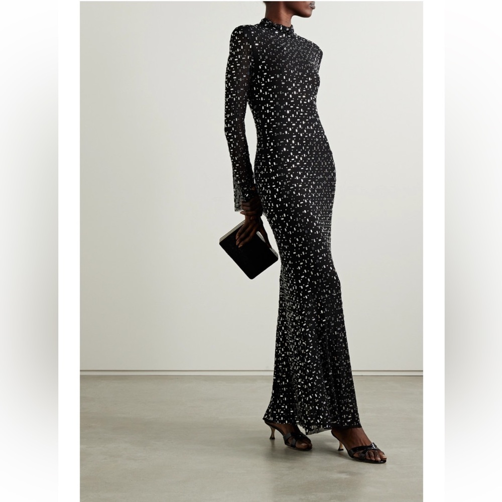 Self portrait long crystal dress